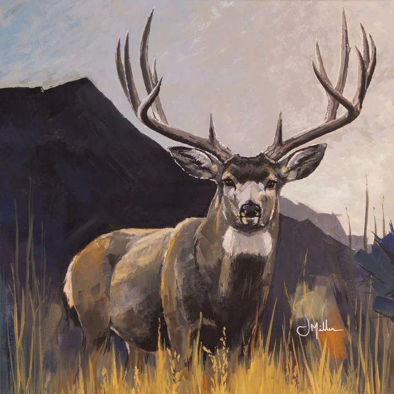 Mule Deer Buck (working title), a painting by Jeff Miller