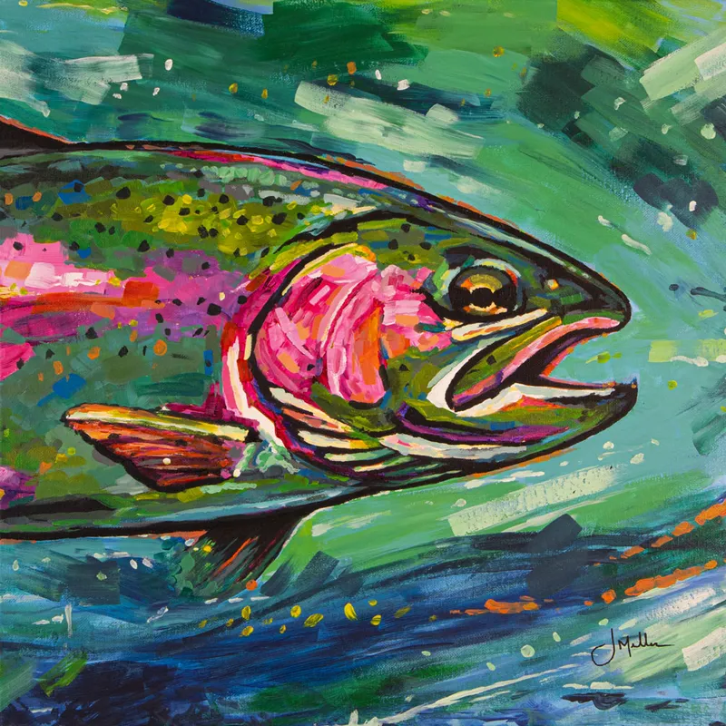 Rainbow Trout (working title), a painting by Jeff Miller
